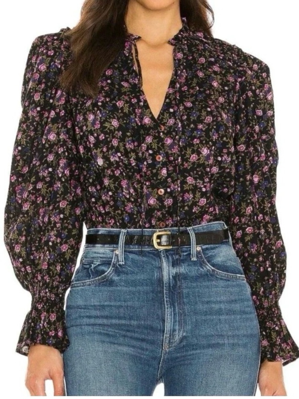 Free People Meant To Be Ditsy Floral Cotton Blouse